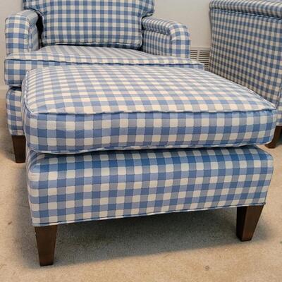 Lot 128: Vintage Chair with Ottoman Blue Checker 