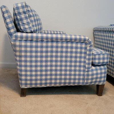 Lot 128: Vintage Chair with Ottoman Blue Checker 