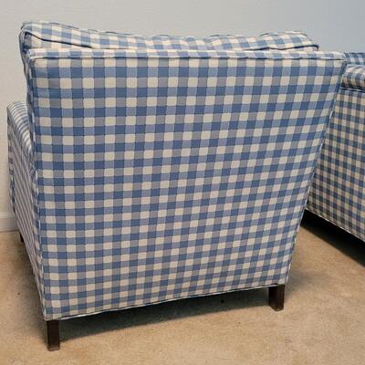 Lot 128: Vintage Chair with Ottoman Blue Checker 