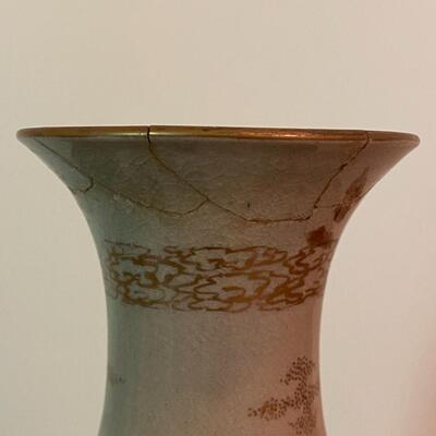 Lot X: Vintage Asian Inspired Decor: Vase, Figurines, Stamped Horse. 