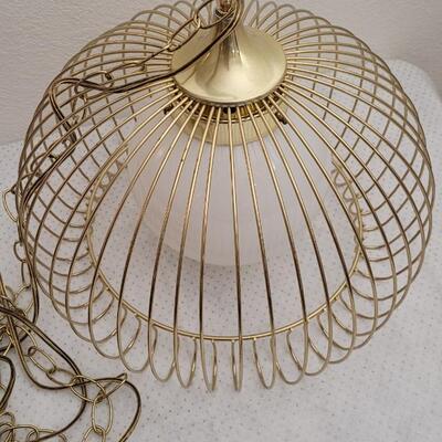 Lot 141: Vintage Mid Century Modern Hanging Lamp w/ Ornate Shade