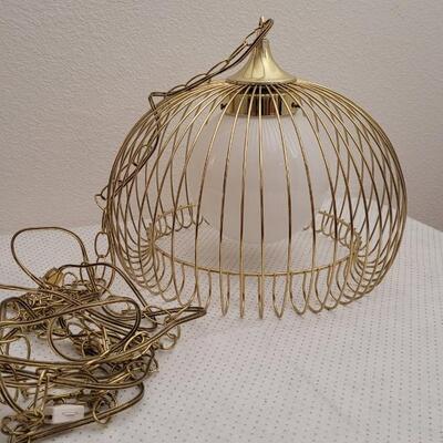 Lot 141: Vintage Mid Century Modern Hanging Lamp w/ Ornate Shade