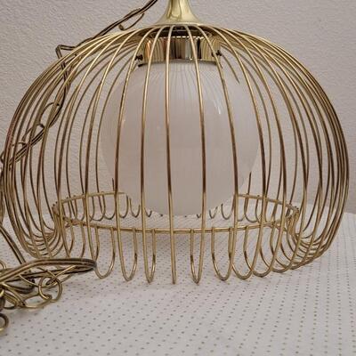 Lot 141: Vintage Mid Century Modern Hanging Lamp w/ Ornate Shade