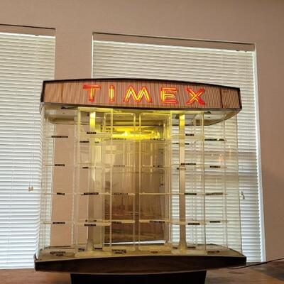 Lot 157: Vintage TIMEX Watch Display with Rotating Shelves - WORKS