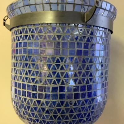 B1154 Cobalt Mosaic Glass Hanging Lamp