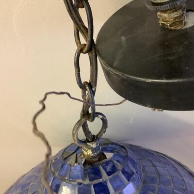 B1154 Cobalt Mosaic Glass Hanging Lamp