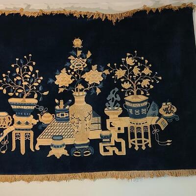 Lot 24: Navy Blue Darvish Oriental Rug/Tapestry 6'x4'. 