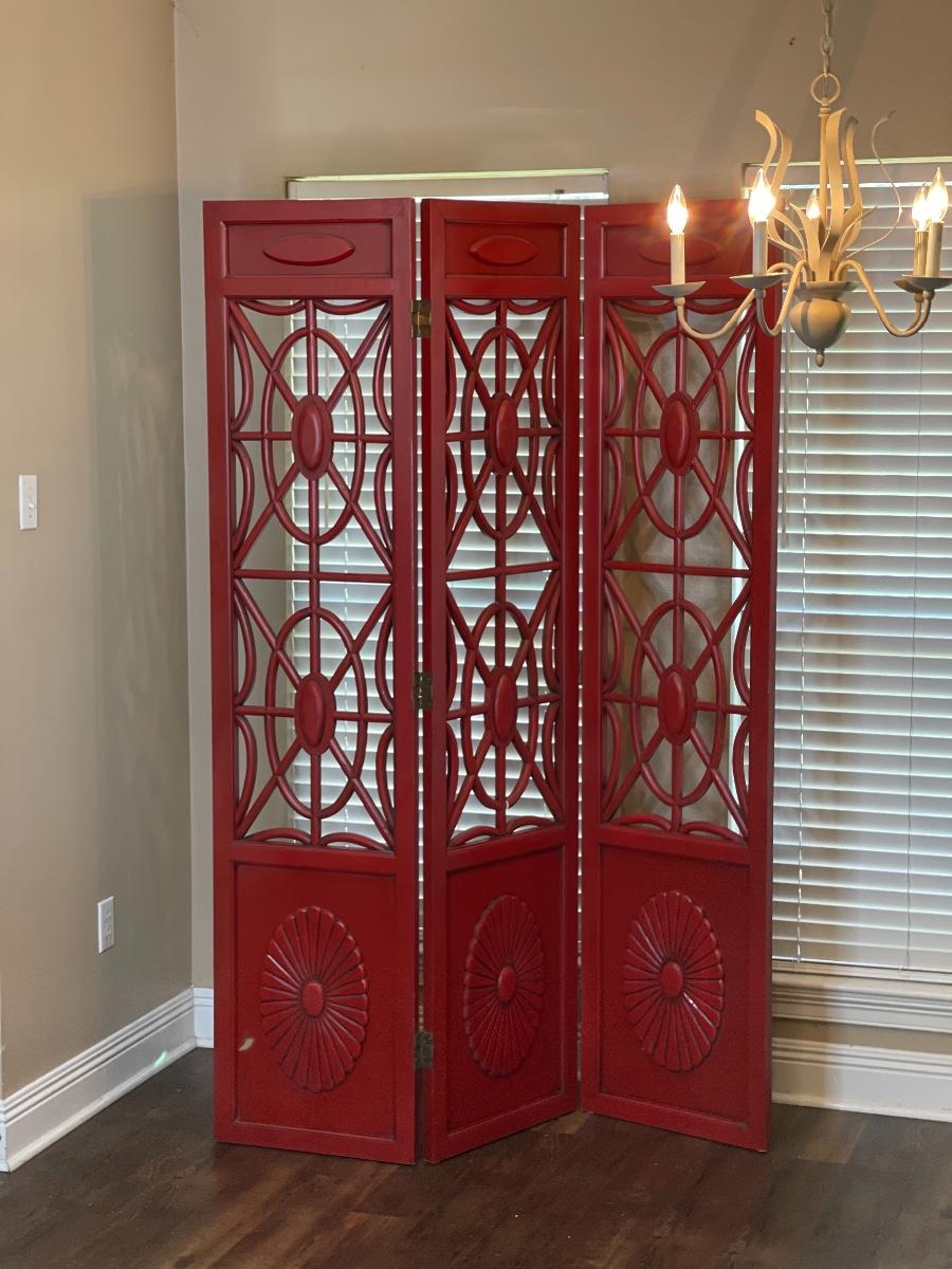 Wood Carved TriFold Room Divider
