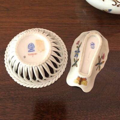 Lot 154 Group 3pc Herend Baskets Dish Hand Painted Hungary Queen Victoria