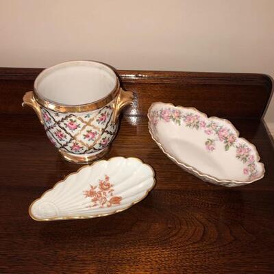Lot 157 French Porcelain 3pcs Pot Ring Candy Dishes Haviland