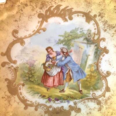 Lot 160 Vintage Hand Painted Limoges Decorator Plate 9.5" Gold Couple Dancing