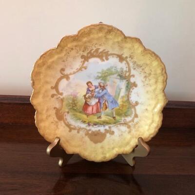 Lot 160 Vintage Hand Painted Limoges Decorator Plate 9.5" Gold Couple Dancing
