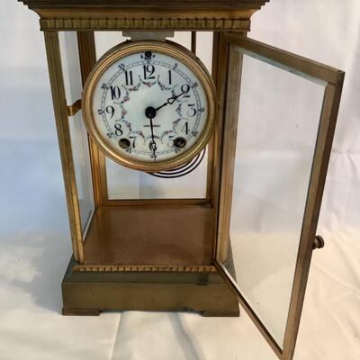 C1158 Vintage Seth Thomas Glass Case Mantle Clock 