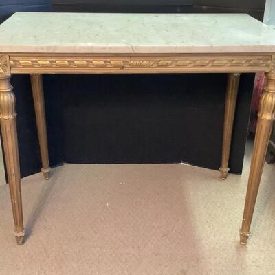 C1160 French Style Marble Top Table with Gold Finish