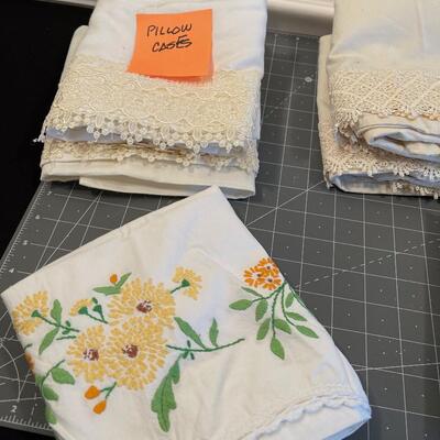 #505 Pillow cases lace edge and embroidered