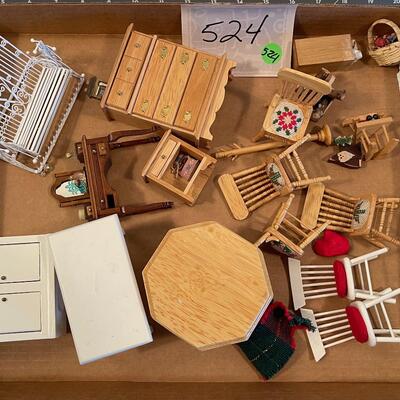 #524 Doll Furniture Wire Porch Swing Table and Chairs. 