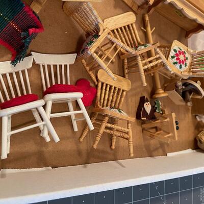 #524 Doll Furniture Wire Porch Swing Table and Chairs. 
