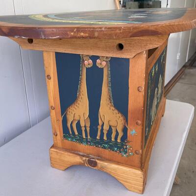 #546  Tole Painted Children's Noah's Ark Table / Toy box on the bottom  