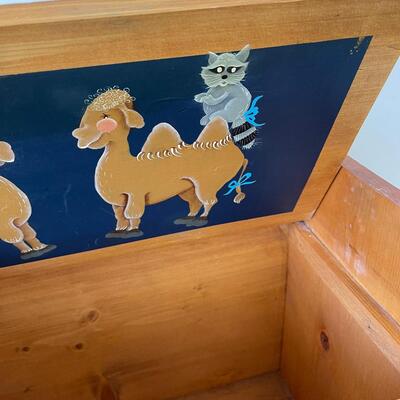 #546  Tole Painted Children's Noah's Ark Table / Toy box on the bottom  