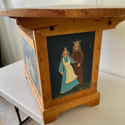 #546  Tole Painted Children's Noah's Ark Table / Toy box on the bottom  