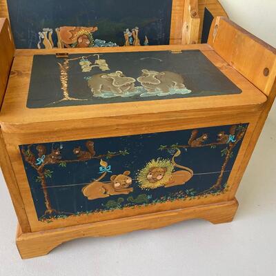 #546  Tole Painted Children's Noah's Ark Table / Toy box on the bottom  