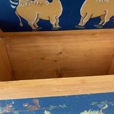 #546  Tole Painted Children's Noah's Ark Table / Toy box on the bottom  