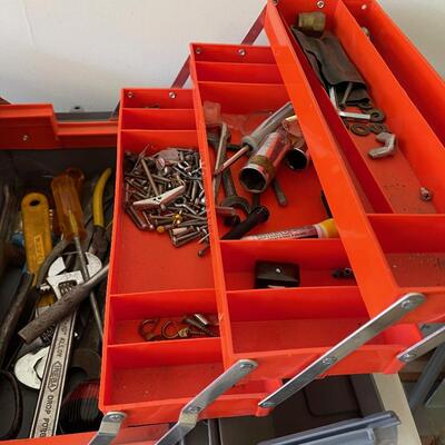 #558 Gray Tool Box with Tools, Parts and Pieces 