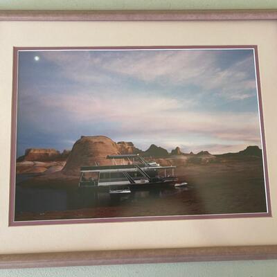 #574 Lake Powell Framed pic of  Houseboat 