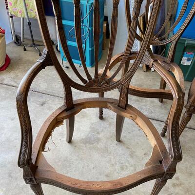 #586 (4) Shield Back, Carved Antique Chairs