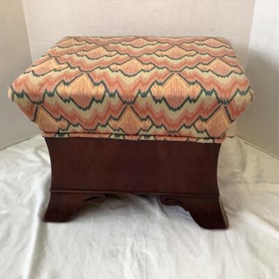 C1164 Vintage Mahogany Cowan Chicago Upholstered Foot Stool