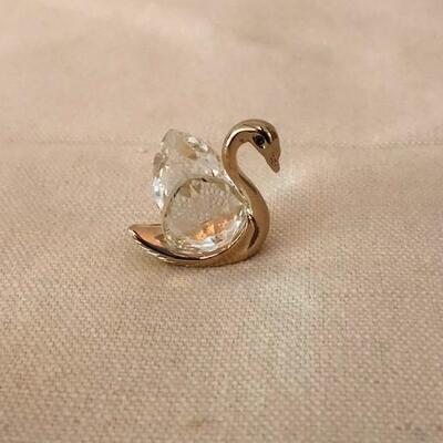 Lot 175 Early Swarovski 1" Mini Swan Crystal with Gold Edelweiss Mark