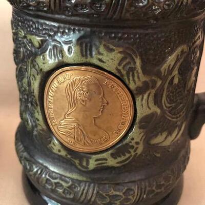 Lot 178 Pair Steins w/Medallions Emperor Franz Joseph & M. Theresia