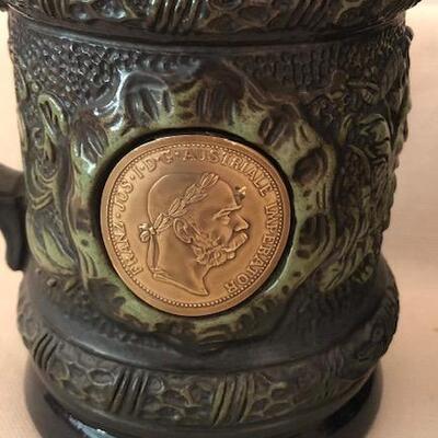 Lot 178 Pair Steins w/Medallions Emperor Franz Joseph & M. Theresia