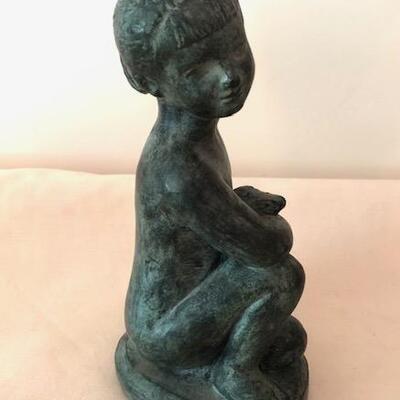 Lot 181 Terra Cotta Sculpture Goose Girl Amphora Spain 9.5" Faux Metal Finish