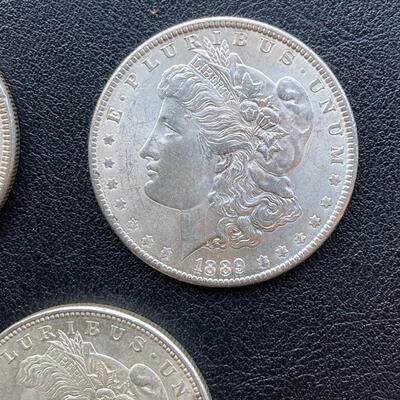 Antique Morgan silver dollar collection of (3) million. Includes 1889, 1921, 1885. Lot A15