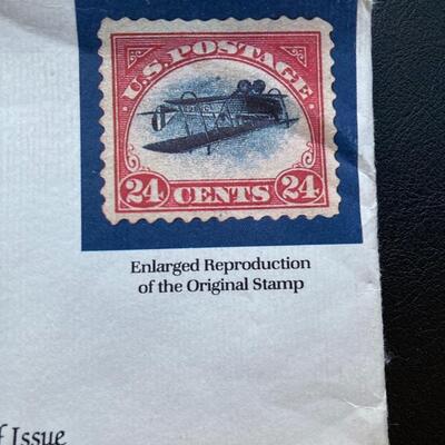 Rare first day issue 1918 Inverted Jenny 24c stamp with 22K gold. Lot A17