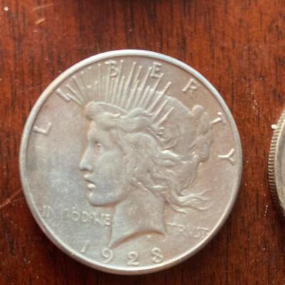 1923 Peace silver dollar collection of four. Lot A23