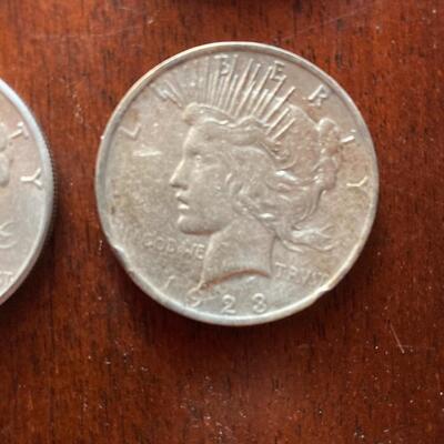 1923 Peace silver dollar collection of four. Lot A23