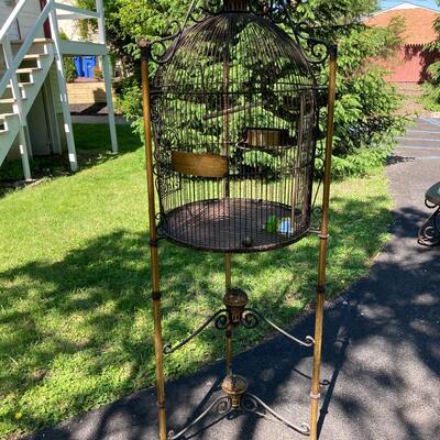 Massive 6 foot Tall Vintage Metal Bird Cage  