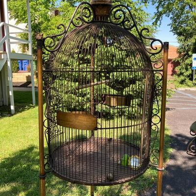 Massive 6 foot Tall Vintage Metal Bird Cage  