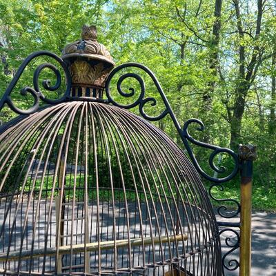 Massive 6 foot Tall Vintage Metal Bird Cage  