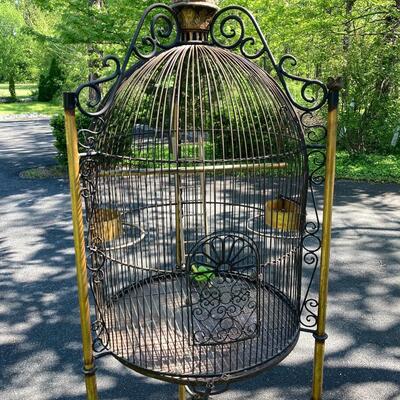 Massive 6 foot Tall Vintage Metal Bird Cage  