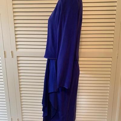 Lot 190 Vintage Blue 100% Silk Dress Nordstrom Gallery Size 8