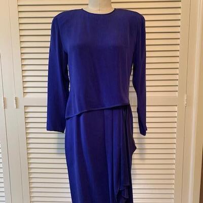 Lot 190 Vintage Blue 100% Silk Dress Nordstrom Gallery Size 8