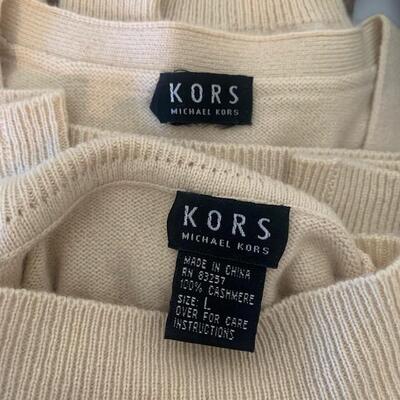 Lot 201 Group 3 Sweater Sets -6- Lauren Kors Saks Cashmere Silk Button Crew Turtle