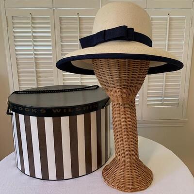 Lot 203 Vintage White & Navy Hat w/Box Bullock's Wilshire