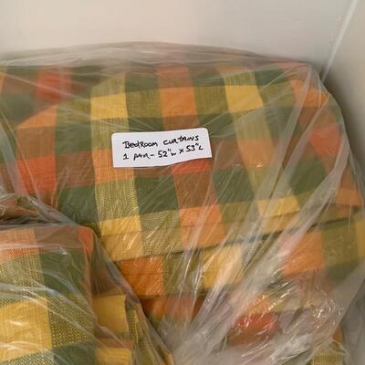 Lot 229 Group Plaid Curtains Green Yellow Red Multiple Sets