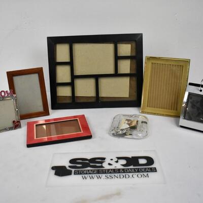 7pc Photo Frames: Black Multi Frame, Gold, Pink, Glass, Wood, Best Mom, Album