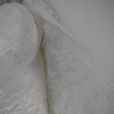 White Dress with Floral Lace and Tulle Vest, Open Back - Used, good condition