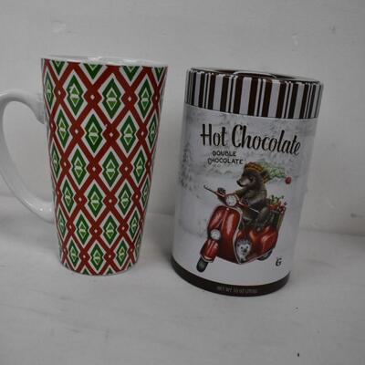 6 pc Christmas: 5 Mugs & 1 Tin